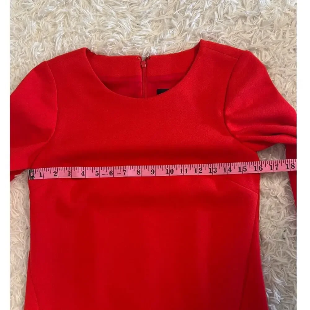 J Crew Women's Sz 00 Red Orange Lined Zipper Accent Shift Dress #0263 - Picture 11 of 13